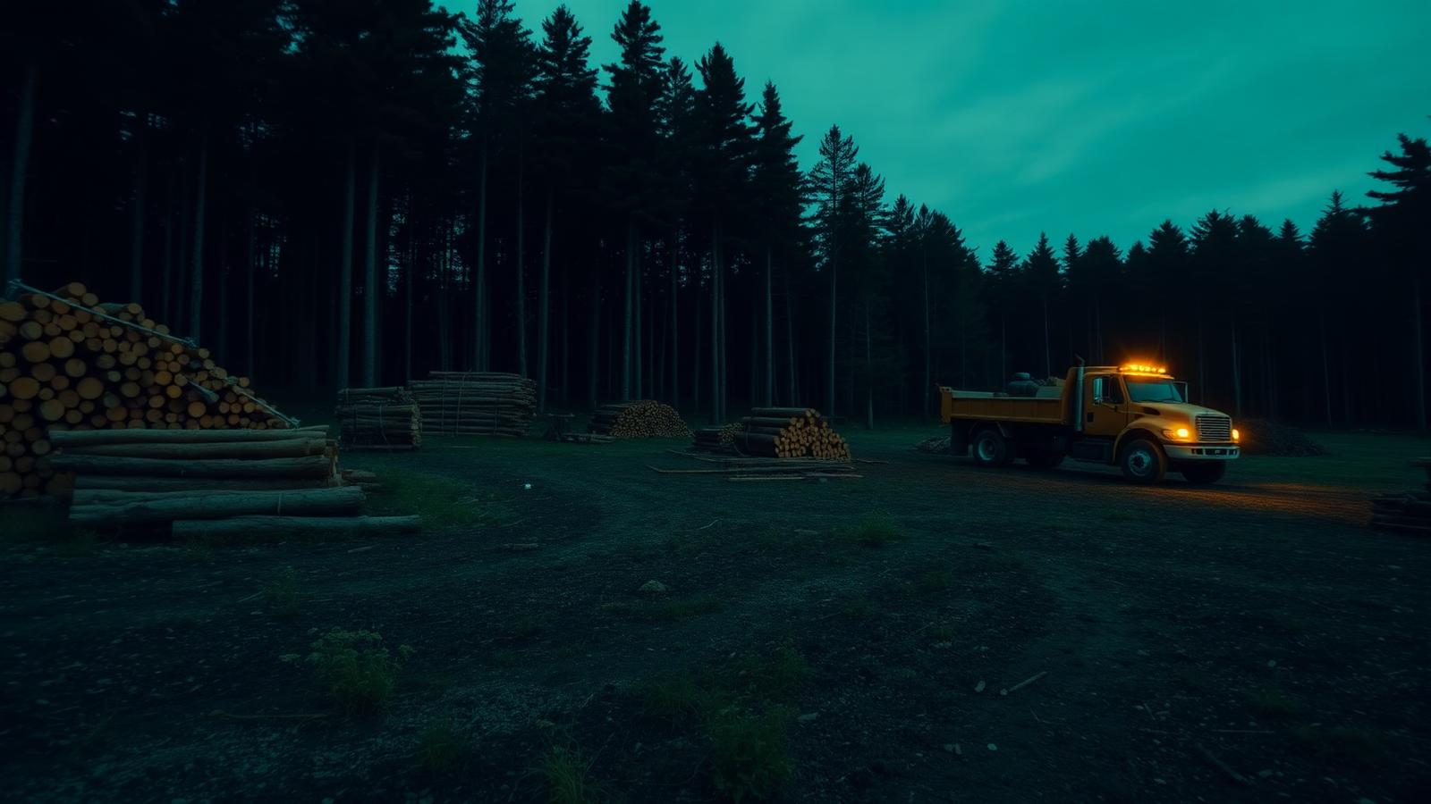 Cleared property at dusk after tree removal work